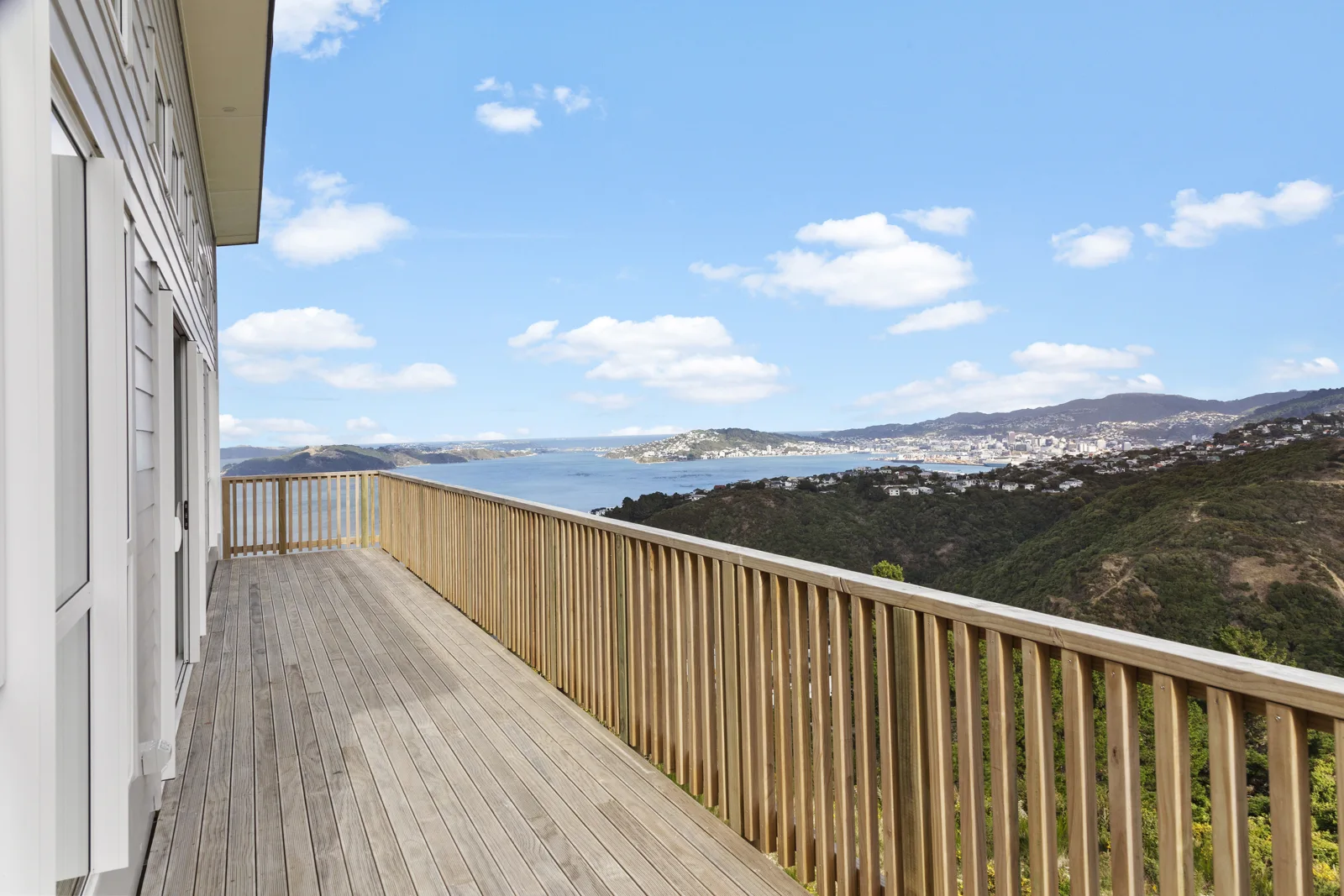 Timber terrace and harbour views